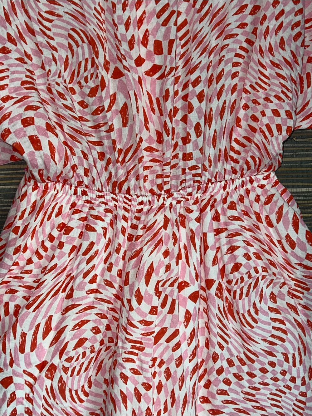 🆕 Fore Collection Geo Print Tie-Waist Romper Small Vacation Resort - Picture 9 of 16